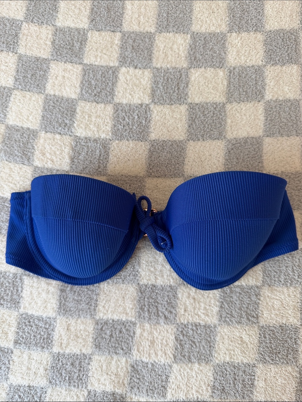 Shade & Shore | ribbed underwire bandeau bikini top cobalt blue size 34B